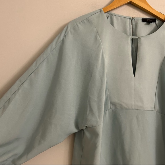 J.Crew Light Blue Keyhole V-Neck Top Satin-Backed Crepe - Picture 6 of 9